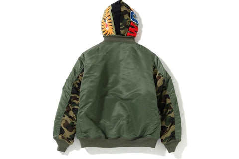 BAPE CLOTHING BAPE 1ST CAMO SHARK HOODIE JACKET GREEN