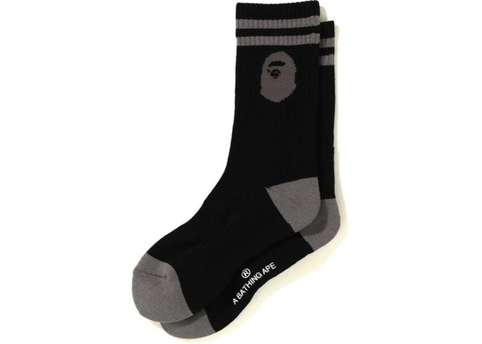 BAPE ACCESSORIES BAPE APE HEAD SOCKS BLACK BAPEBL