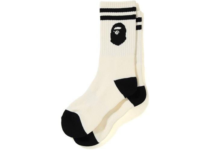 BAPE ACCESSORIES BAPE APE HEAD SOCKS WHITE BPWHITE