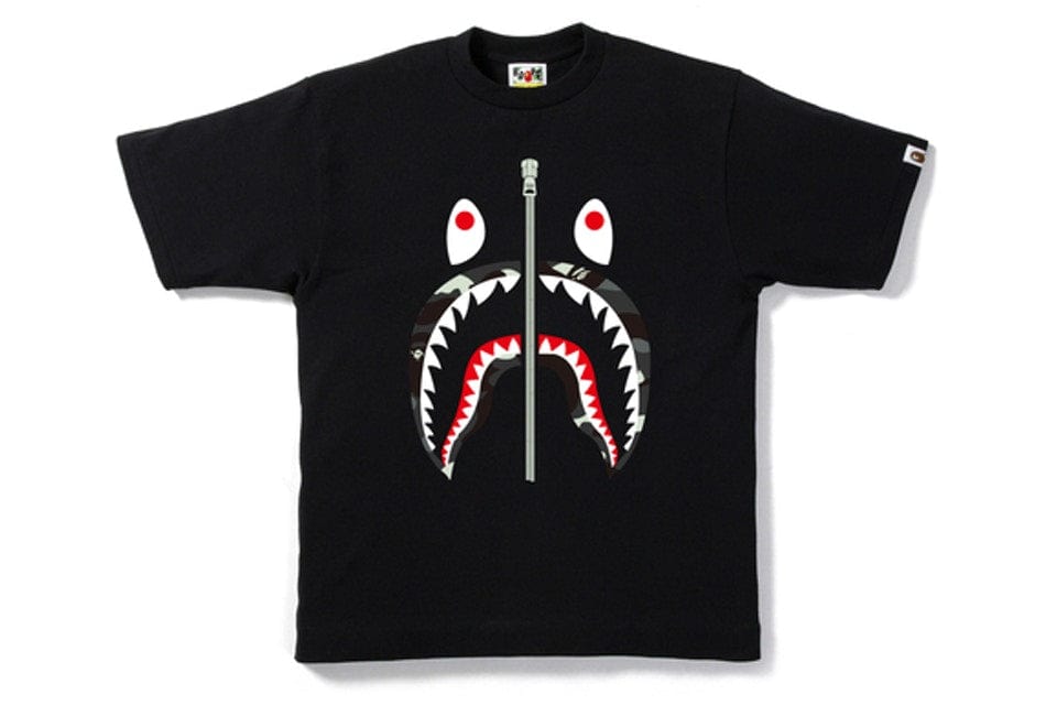 BAPE CLOTHING BAPE CITY CAMO SHARK TEE BLACK