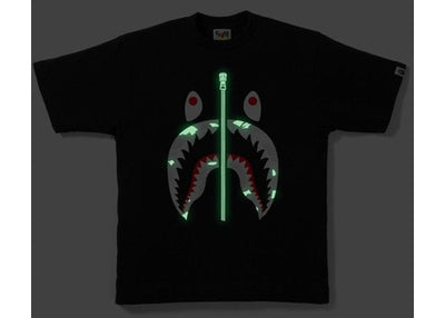 BAPE CLOTHING BAPE CITY CAMO SHARK TEE BLACK/WHITE