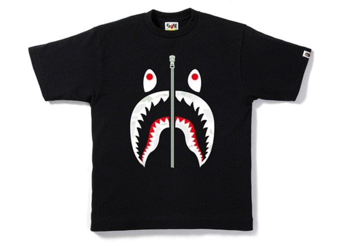 BAPE CLOTHING BAPE CITY CAMO SHARK TEE BLACK/WHITE