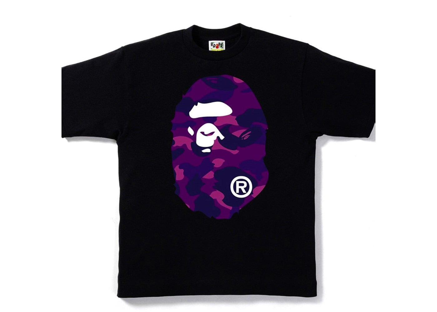 BAPE CLOTHING BAPE COLOR CAMO BIG APE HEAD TEE BLACK/ PURPLE