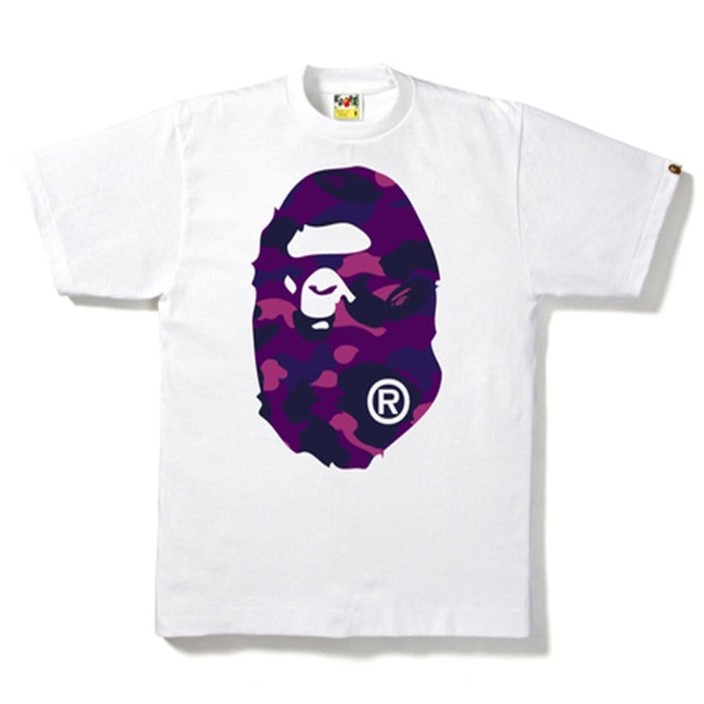 BAPE CLOTHING BAPE COLOR CAMO BIG APE HEAD TEE WHITE/PURPLE