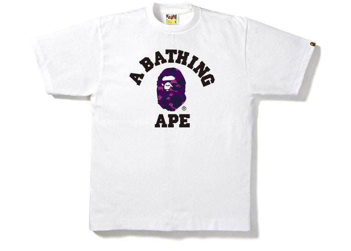 BAPE Clothing BAPE CAMO COLLEGE TEE WHITE/PURPLE