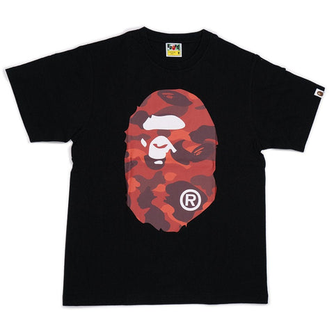 BAPE clothing BAPE COLOR CAMO BIG APE HEAD TEE BLACK/RED