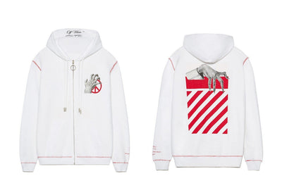 OFF WHITE CLOTHING OFF WHITE X UNDERCOVER SKELETON ZIP UP HOODIE REVERSIBLE WHITE