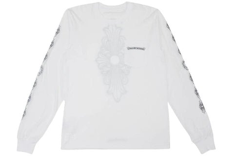 CHROME HEARTS CLOTHING CHROME HEARTS FLORAL CROSS LONG SLEEVE WHITE