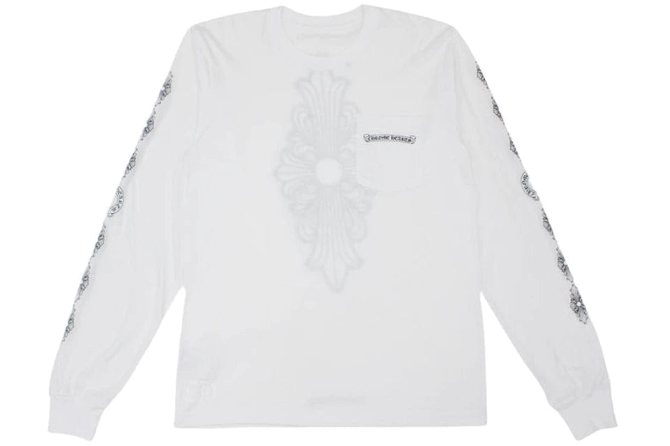 CHROME HEARTS CLOTHING CHROME HEARTS FLORAL CROSS LONG SLEEVE WHITE
