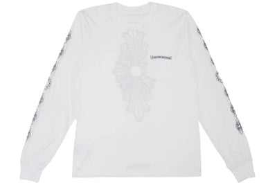 CHROME HEARTS CLOTHING CHROME HEARTS FLORAL CROSS LONG SLEEVE WHITE