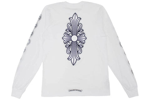 CHROME HEARTS CLOTHING CHROME HEARTS FLORAL CROSS LONG SLEEVE WHITE