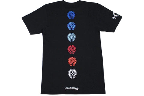 CHROME HEARTS CLOTHING CHROME HEARTS MULTI COLOR HORSE SHOE T-SHIRT BLACK