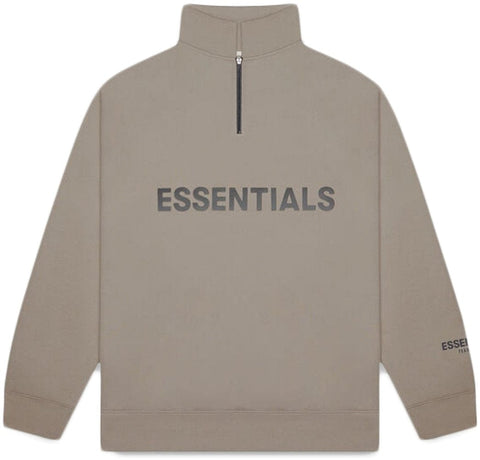 ESSENTIALS CLOTHING ESSENTIALS FOG TAUPE HOODIE HALF ZIP