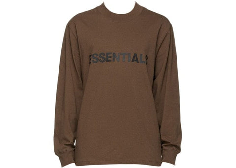 ESSENTIALS CLOTHING FEAR OF GOD ESSENTIALS X SSENSE 3D SILICON APPLIQUE LONG SLEEVE BROWN