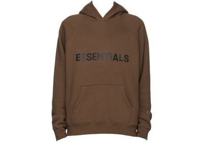 ESSENTIALS CLOTHING ESSENTIALS FOG X SSENSE 3D SILICON APPLIQUE PULLOVER HOODIE BROWN