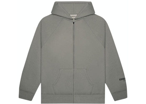 ESSENTIALS CLOTHING ESSENTIALS FOG 3D SILICON ZIP UP HOODIE GREY ZIP GREY