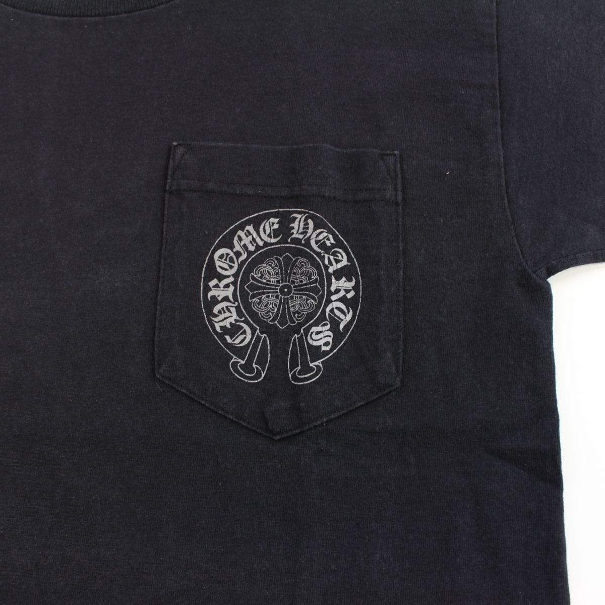 CHROME HEARTS CLOTHING CHROME HEART HORSE SHOE POCKET T-SHIRT BLACK