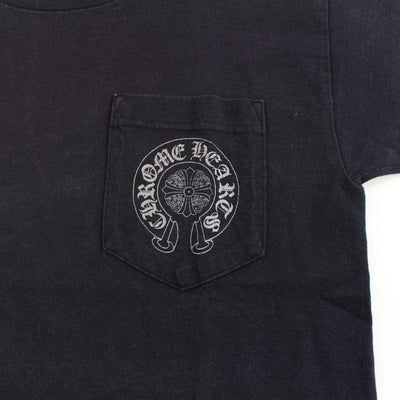 CHROME HEARTS CLOTHING CHROME HEART HORSE SHOE POCKET T-SHIRT BLACK