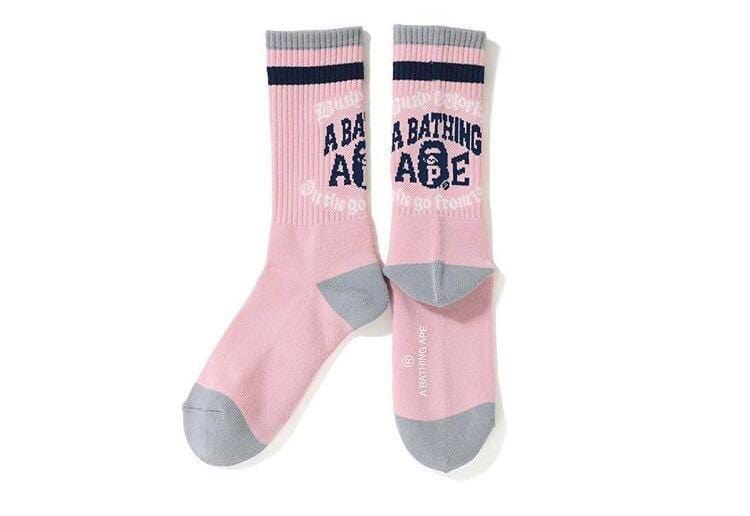 BAPE ACCESSORIES BAPE COLLEGE PINK SOCKS BAPECOLPINK