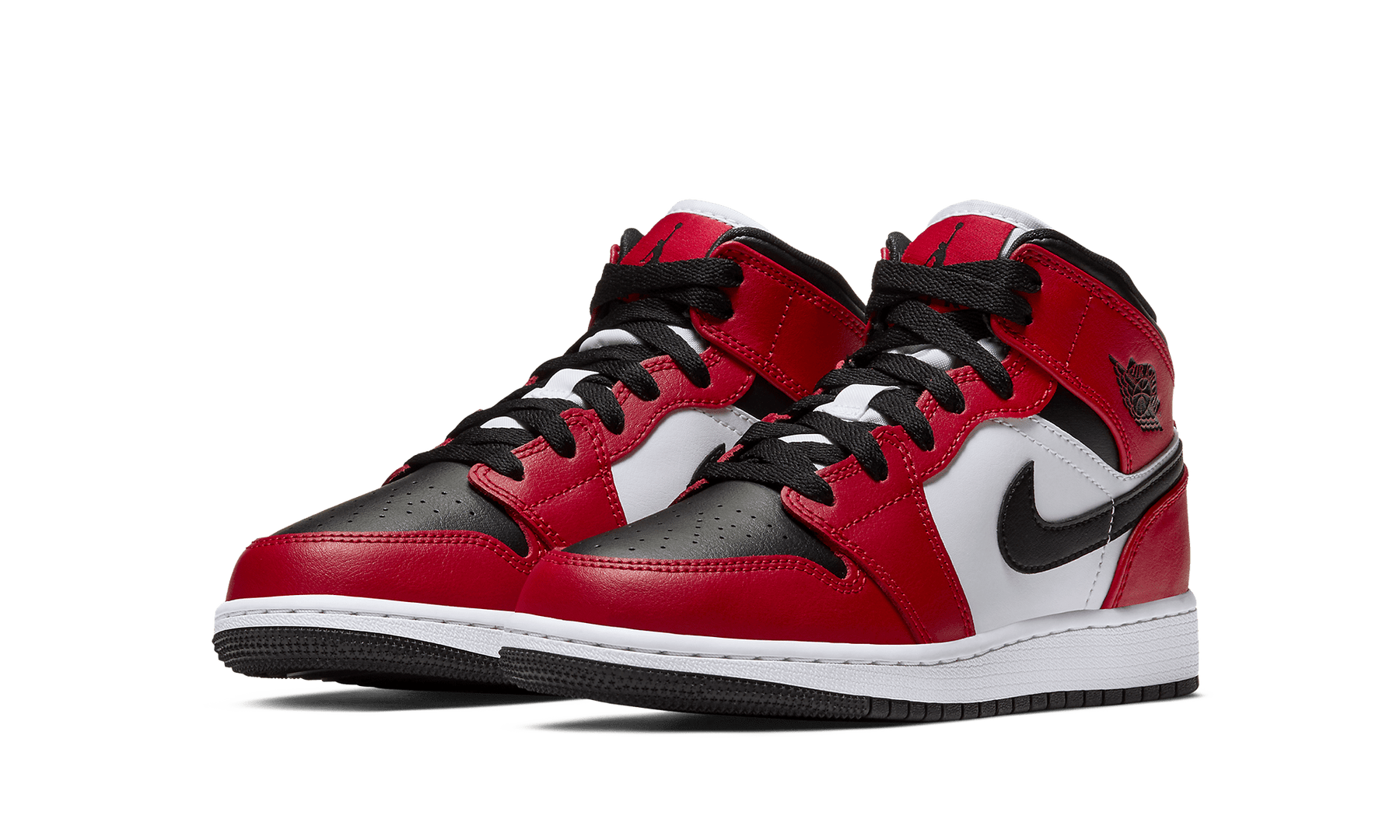 Air Jordan 1 Mid GS Chicago Black Toe Shoes Size 6Y