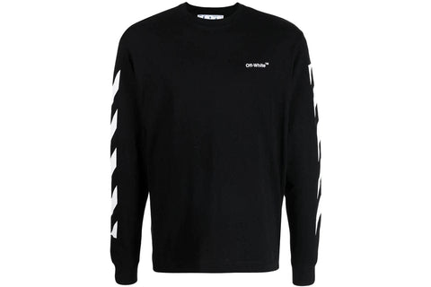 OFF WHITE DIAGONAL HELVETICA LONG SLEEVE T-SHIRT BLACK WHITE