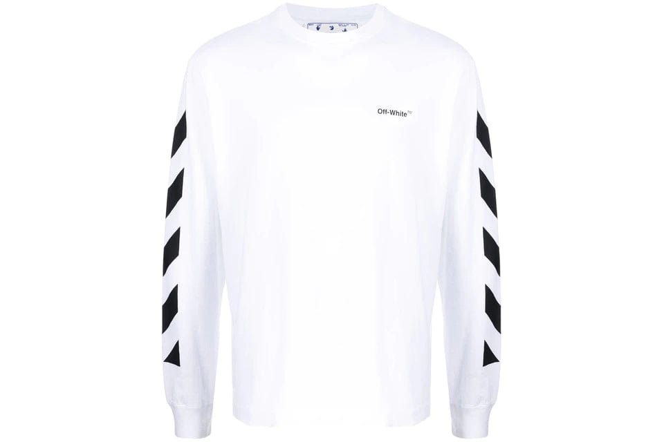 OFF WHITE CLOTHING OFF WHITE DIAGONAL HELVETICA LONG SLEEVE T-SHIRT WHITE / BLACK