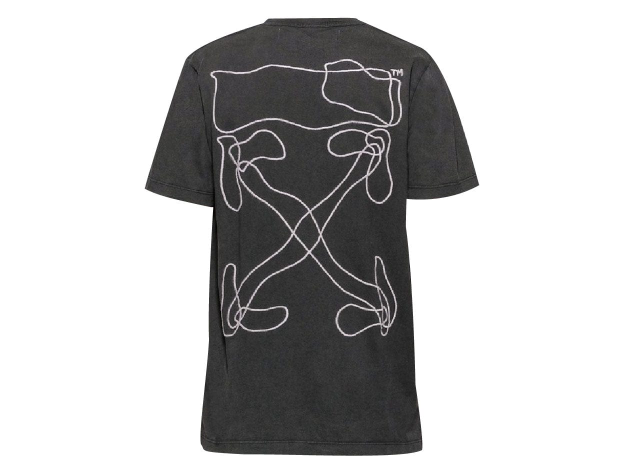 OFF WHITE CLOTHING OFF-WHITE ABSTRACT ARROWS EMBROIDERED T-SHIRT BLACK