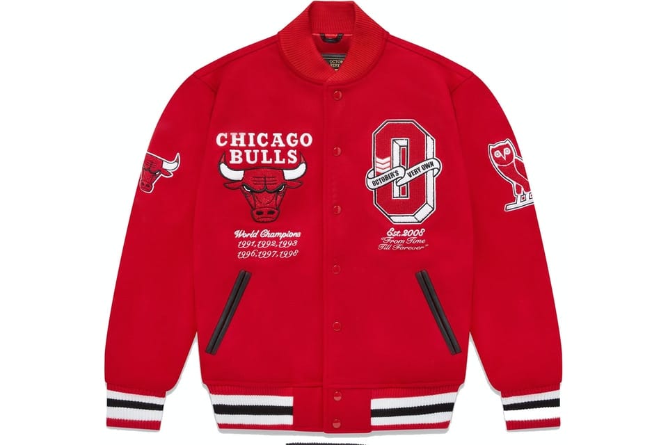 OVO CLOTHING OVO X NBA CHICAGO BULLS VARSITY JACKET RED