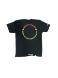 CHROME HEARTS CLOTHING CHROME HEARTS MULTI COLOR HORSE SHOE FLORAL CROSS T-SHIRT BLACK