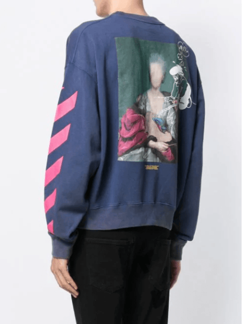 OFF WHITE CLOTHING OFF WHITE DIAGONAL DE SILVA OVERSIZED SWEATSHIRT BLUE / PINK cIEWqA2U2