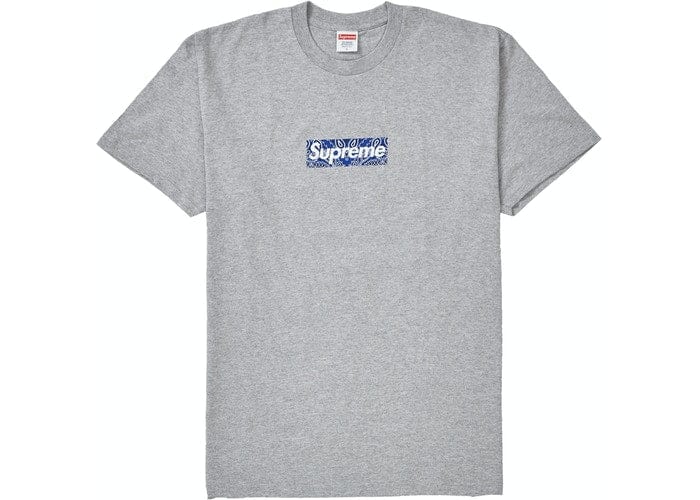 SUPREME CLOTHING SUPREME BANDANA BOX LOGO TEE GREY