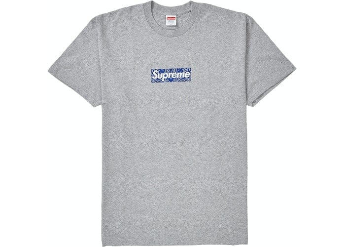 SUPREME CLOTHING SUPREME BANDANA BOX LOGO TEE GRIS