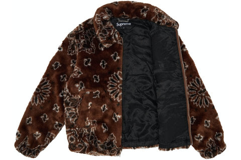 SUPREME CLOTHING SUPREME BANDANA FAUX FUR BOMBER JACKET BROWN th1Djd7D8