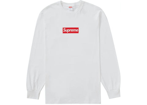 SUPREME CLOTHING SUPREME BOX LOGO LONG SLEEVE TEE WHITE
