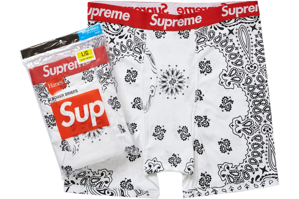 SUPREME HANES BANDANA BOXER BRIEF WHITE (2 PACK)