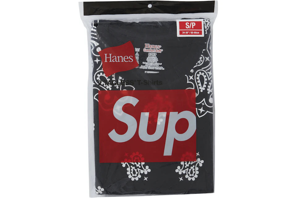 SUPREME HANES BANDANA TEE BLACK 2 PACK ONE OF A KIND