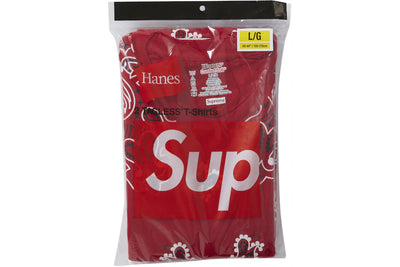SUPREME HANES BANDANA TEE RED (2 PACK)