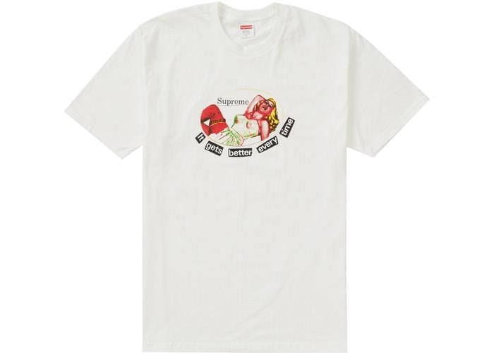 Supreme Clothing SUPREME IT GETS BETTER EVERY TIME TEE WHITE