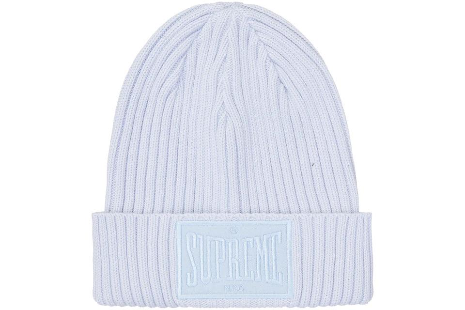 SUPREME OVERDYED PATCH BEANIE LIGHT BLUE