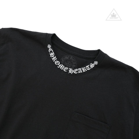 CHROME HEARTS CLOTHING CHROME HEART NECK LOGO FUCK YOU SLEEVE T-SHIRT BLACK