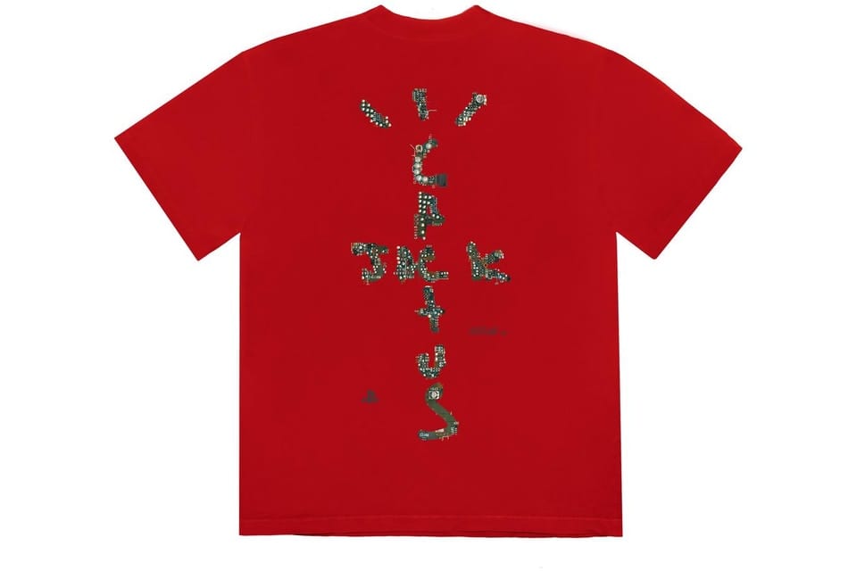 TRAVIS SCOTT CLOTHING TRAVIS SCOTT MOTHERBOARD LOGO IV T-SHIRT ROUGE