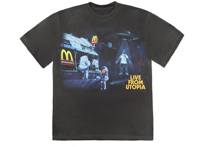 TRAVIS SCOTT CLOTHING TRAVIS SCOTT X MCDONALDS LIVE FROM UTOPIA T-SHIRT NOIR