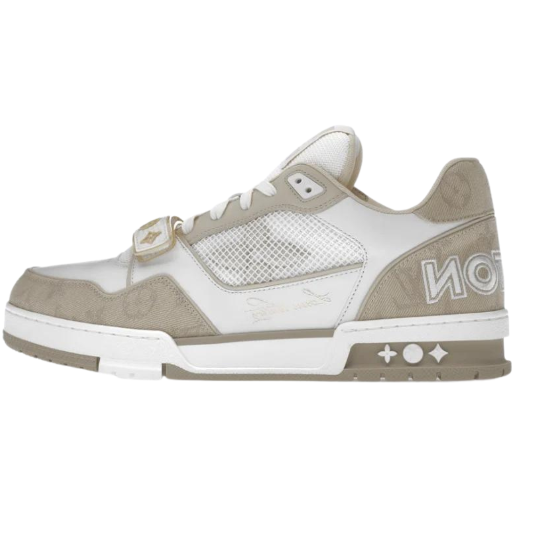 LOUIS VUITTON LV TRAINER BEIGE WHITE