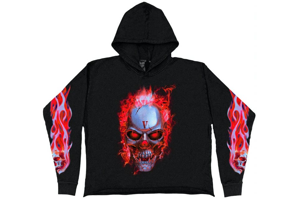 VLONE CLOTHING VLONE SKULLY RED FLAME HOODIE NOIR