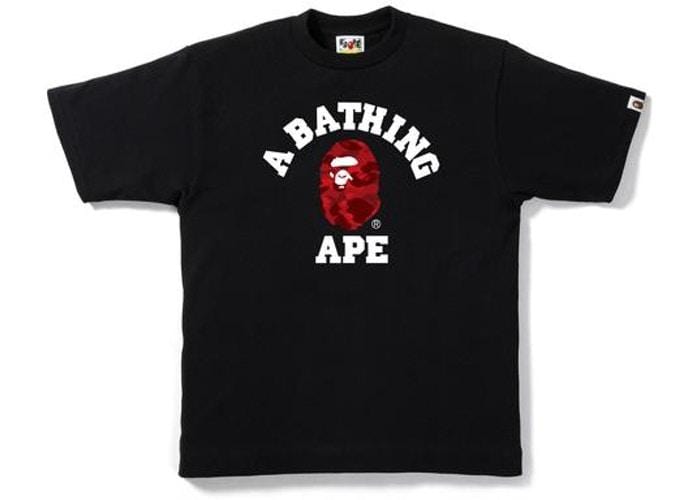 Vêtements BAPE TEE COLLEGE CAMO NOIR/ROUGE