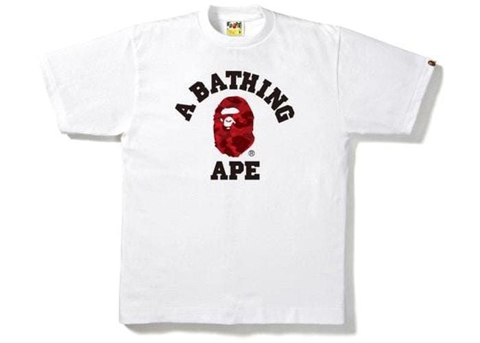 BAPE Clothing BAPE CAMO COLLEGE TEE WHITE/RED