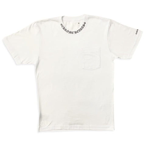 CHROME HEARTS CLOTHING CHROME HEART NECK LOGO FUCK YOU SLEEVE T-SHIRT WHITE
