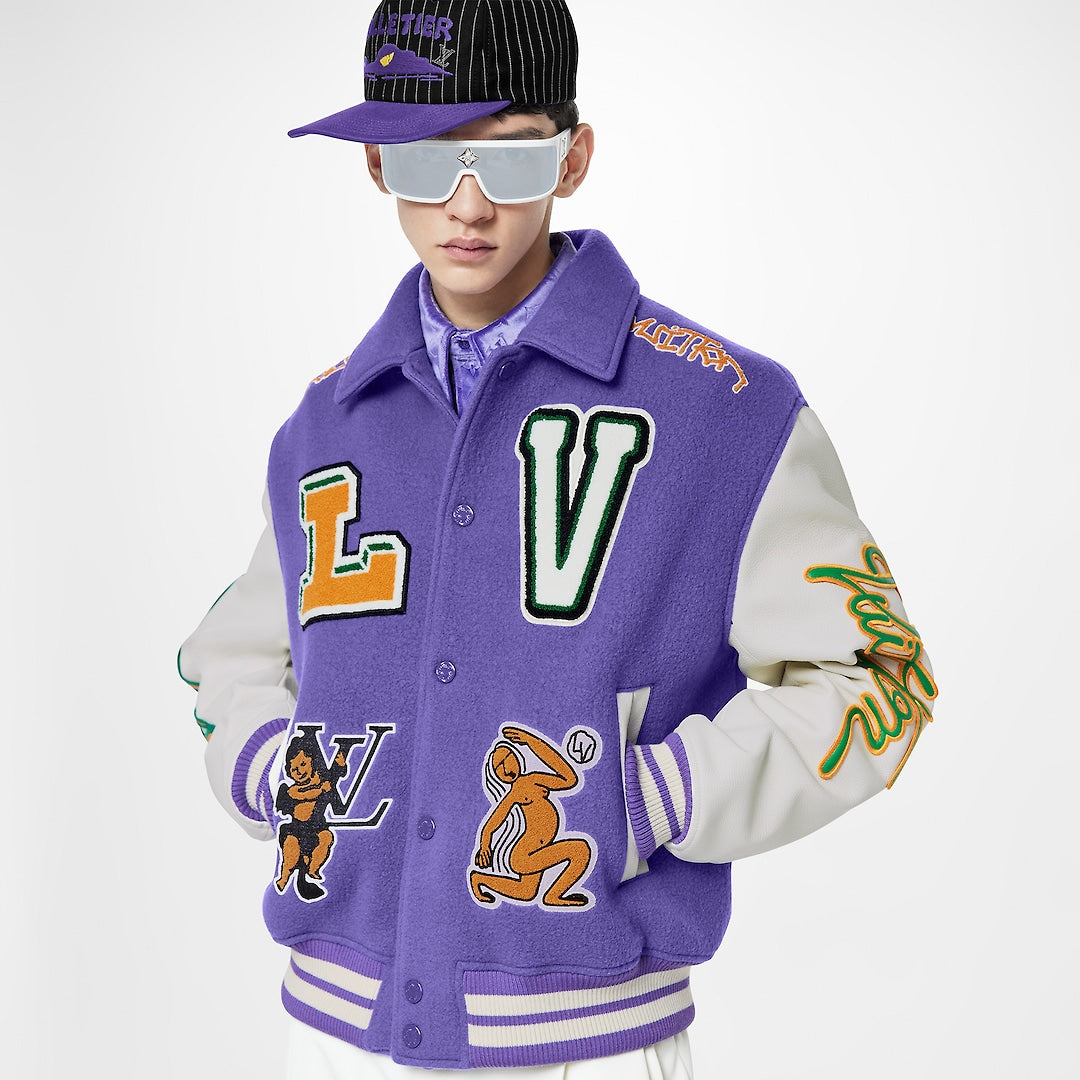 LOUIS VUITTON FW22 VARSITY JACKET PURPLE