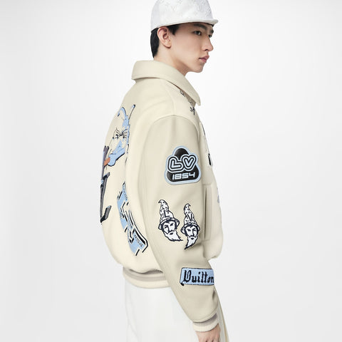 LOUIS VUITTON FW22 VARSITY JACKET CREAM