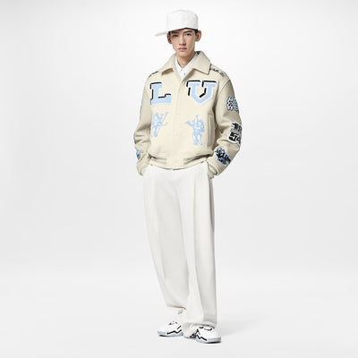 LOUIS VUITTON FW22 VARSITY JACKET CREAM